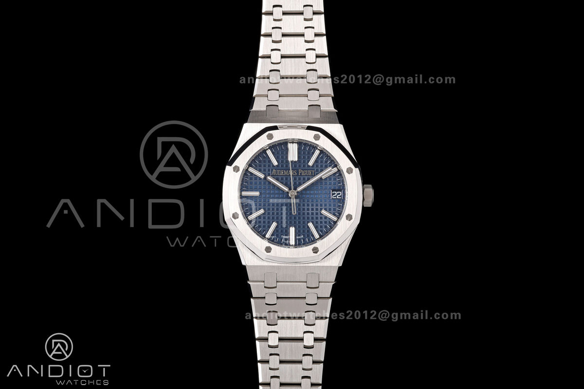 Royal Oak 15510 SS OCTA 1:1 Best Edition Blue Dial on SS Bracelet JH4302 Super Clone (Free Sprung)